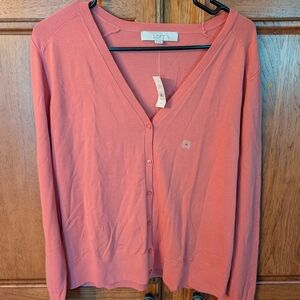 LOFT Women's Pink Cardigan Sweater